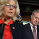House Minority Leader Kevin McCarthy (R-Calif), right, listens to then-House Republican Conference Chair Rep. Liz Cheney (R-Wyo.) during a news conference following a caucus meeting at the U.S. Capitol Visitors Center February 13, 2019 in Washington, DC.
